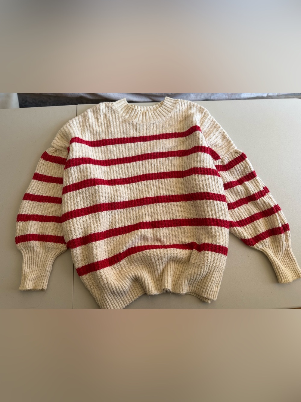 Old Navy Striped Knit Sweater Cream and Red Size 4X (Oversized)